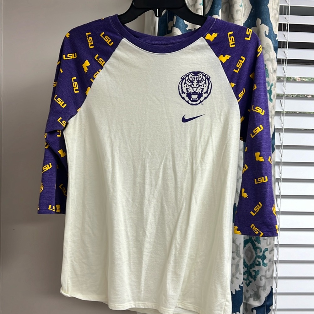 Womens size M LSU TIGERS Nike purple and gold tshirt top